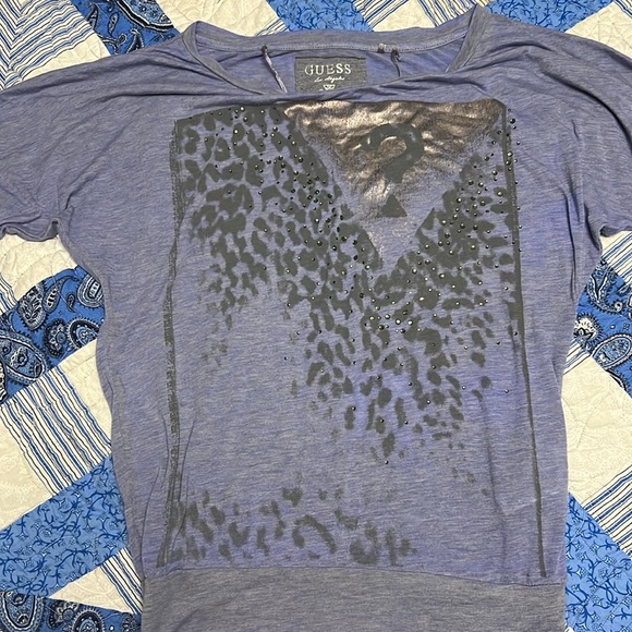 Guess brand, purple flowy shirt. Size small - Picture 1 of 2